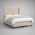 Letto matrimoniale imbottito rivestito in poliestere beige e nero, per materasso 160 x 200 cm, dimensioni 180 x 215 x 145 cm