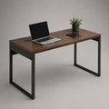 Scrivania rettangolare marrone noce e nera 120 × 60 × 75 cm in legno e acciaio