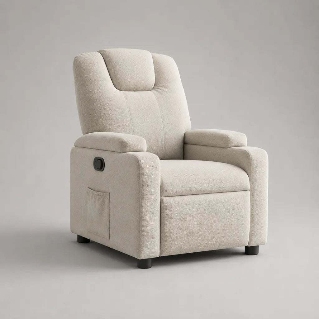 Poltrona reclinabile manuale imbottita in poliestere crema 90 x 92 x 105 cm