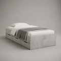 Letto singolo con 6 cassetti in pannello truciolare melaminico grigio effetto cemento, materasso 90 x 200 cm, dimensioni 206 x 96 x 60 cm