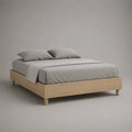 Letto matrimoniale senza testiera in MDF impiallacciato rovere naturale, per materasso 160 x 200 cm, dimensioni 166 x 206 x 36 cm