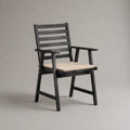 Sedia pieghevole da esterno in legno con braccioli e cuscino, nero e beige, 58 x 60 x 89 cm